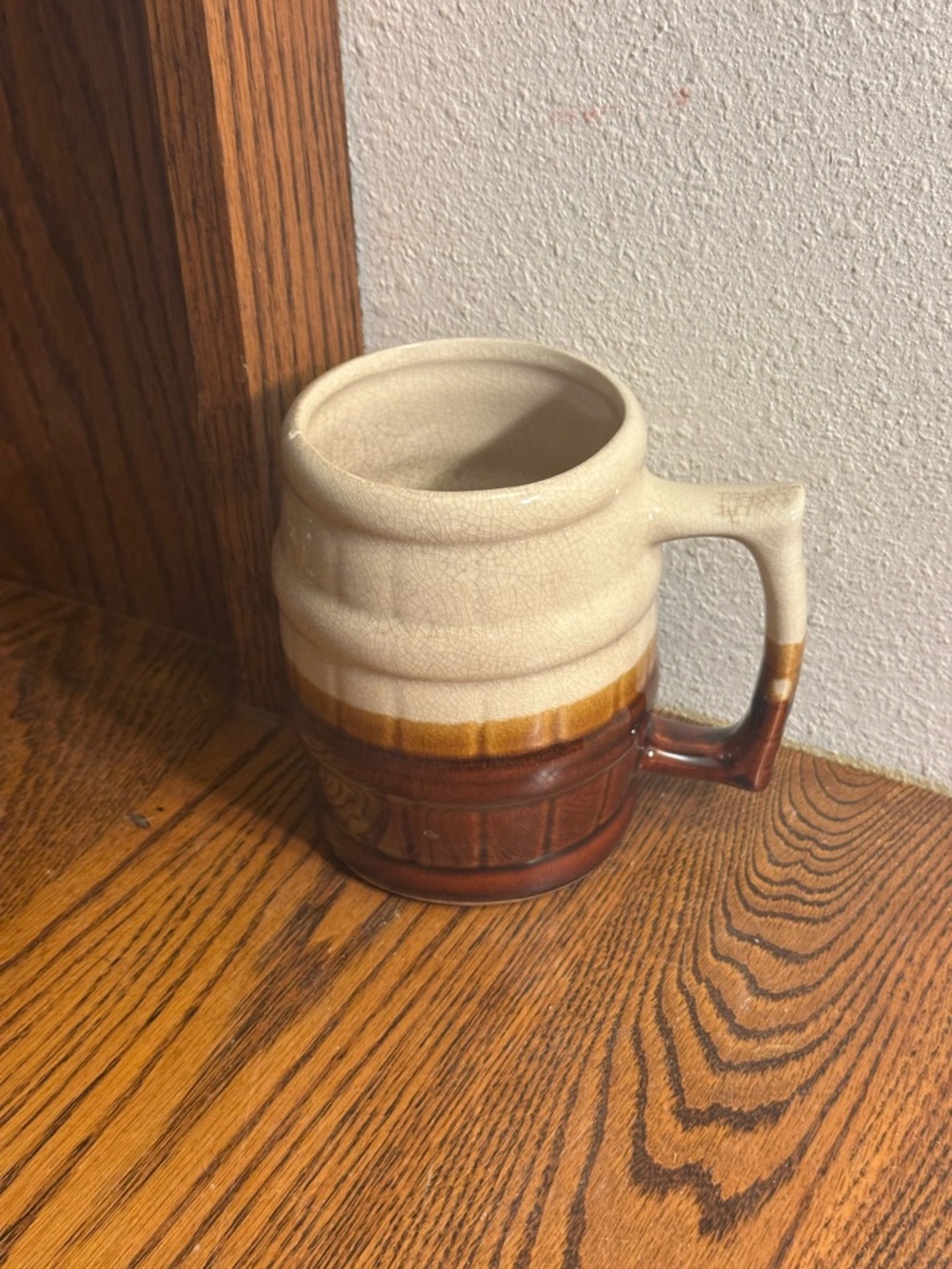 Vintage Style Brown and Cream Ceramic Beer Stein Mug